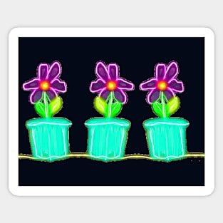 Neon Potted Flowers Sticker